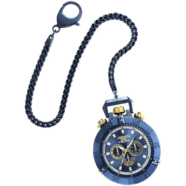 美品　EMECO Navy Collection Invicta 34692 Men's Subaqua Noma III Blue SS Chain Pocket Watch