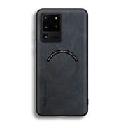 for Samsung Galaxy S20 Ultra PU Leather Case, Vintage Compatible with MagSafe and Wireless Charging Slim Fit-Drop Scratch Resistant Support Magnetic Car Mount Case Cover for Galaxy S20 Ultra, Black