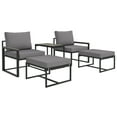 thumbnail image 1 of Outsunny Ensemble de Mobilier de Patio 5 Pcs avec Ottomans, Coussins, Gris, 1 of 10