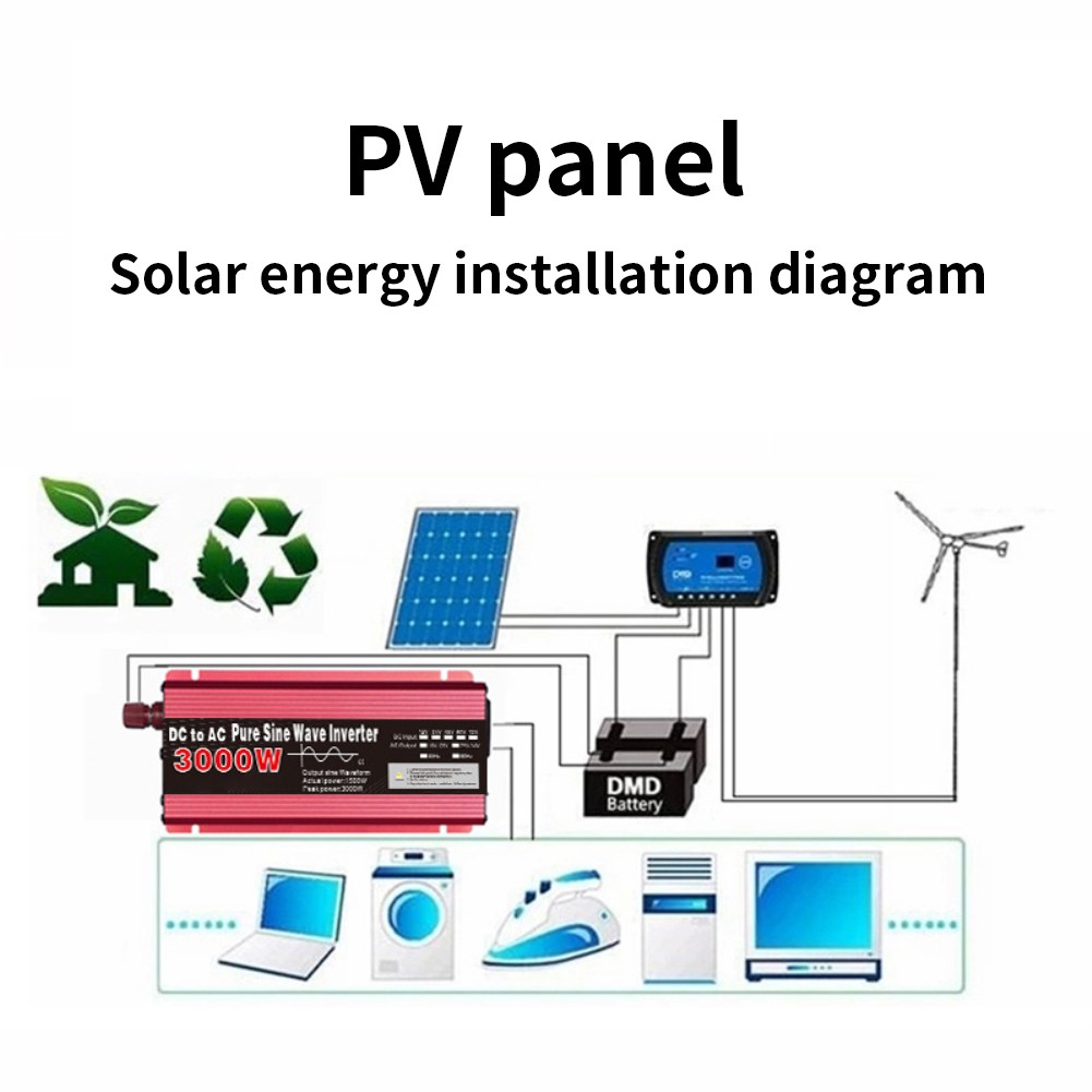 Pure Sine Wave Photovoltaic Inverter 12V3000W Single Digital Display 220V 50Hz