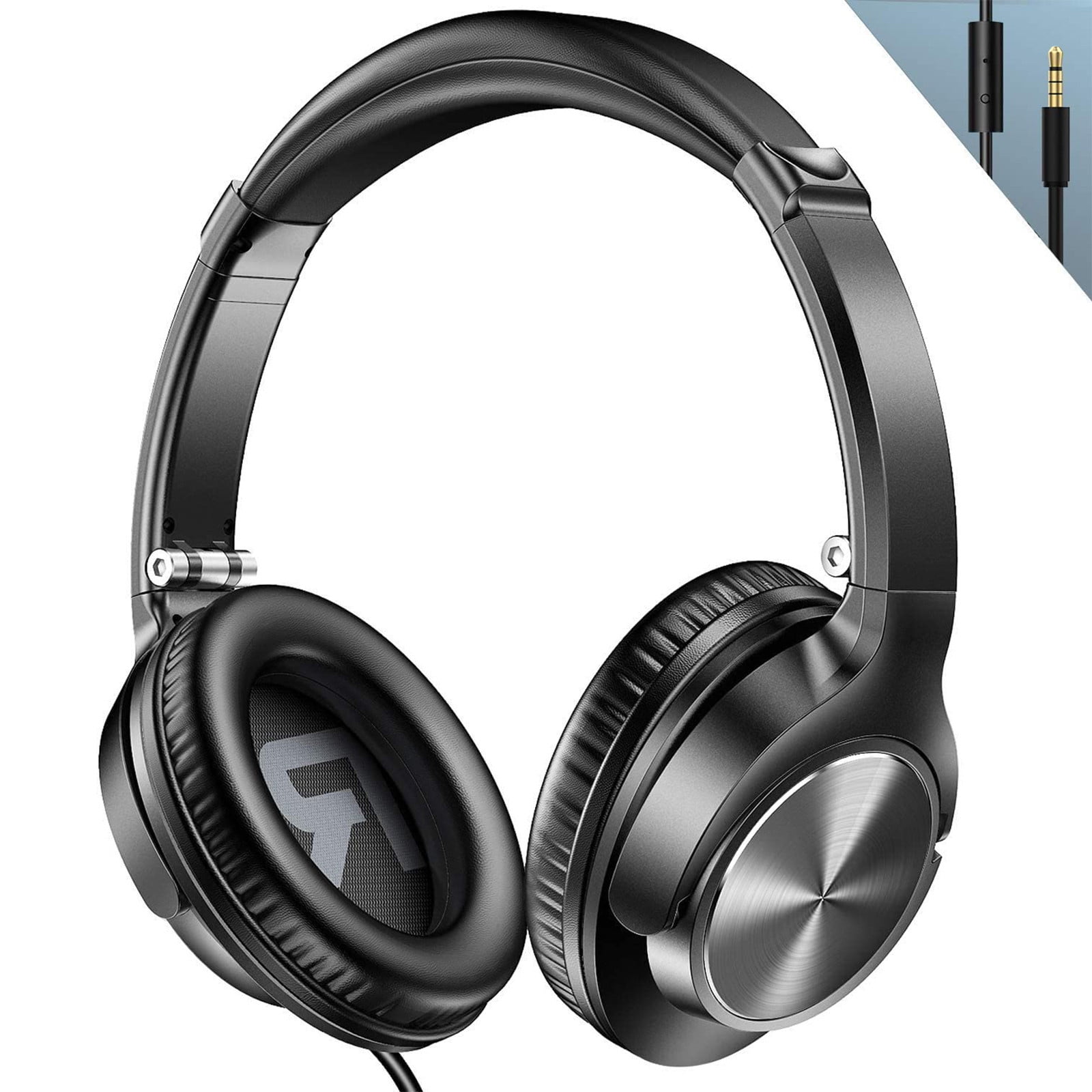 On Ear Headphones with Microphone, Long Cord with Mic for Adults