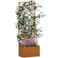 thumbnail image 1 of Outsunny Jardinière Surélevée avec Écran d'Intimité Extérieur, Murale, Brun, 1 of 10