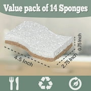 Natural Kitchen Sponges - Eco-Friendly Plant Based Coconut Scrub Sponge - 14 Pack