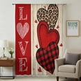 thumbnail image 2 of Valentine's Day Semi Sheer Curtains Drapes for Living Room,Bedroom,French Doors Window 45 Inches Long,LOVE Heart Red Buffalo Plaid Leopard Spot Rod Pocket Chiffon Curtain Voile Drapery Panel, 2 of 8