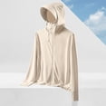 thumbnail image 5 of Women's Cool Feeling UPF 50+ Sun Protection Hoodie Regular Fit Solid Color Hooded Long Sleeve Lightweight Breathable UV Coat for Casual Outdoor Beige XXL, 5 of 7