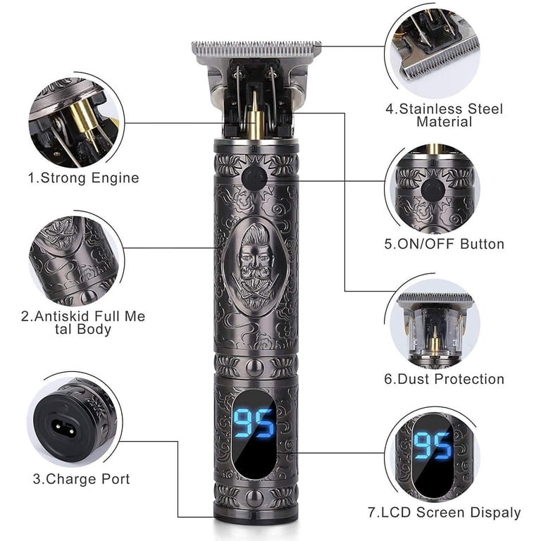 Professional Mens Hair Clippers Zero Gapped Cordless Hair Trimmer