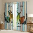 thumbnail image 2 of Woodland Animals Curtains & Drapes Lodge Cabin Curtains,Pine Trees Bear Moose Elk Wolf 30%-50% Blackout Curtains 2 Panels 38"Wx45"L Country Cottage Wood Plank Deer Silhouette Rustic Home Decor, 2 of 5