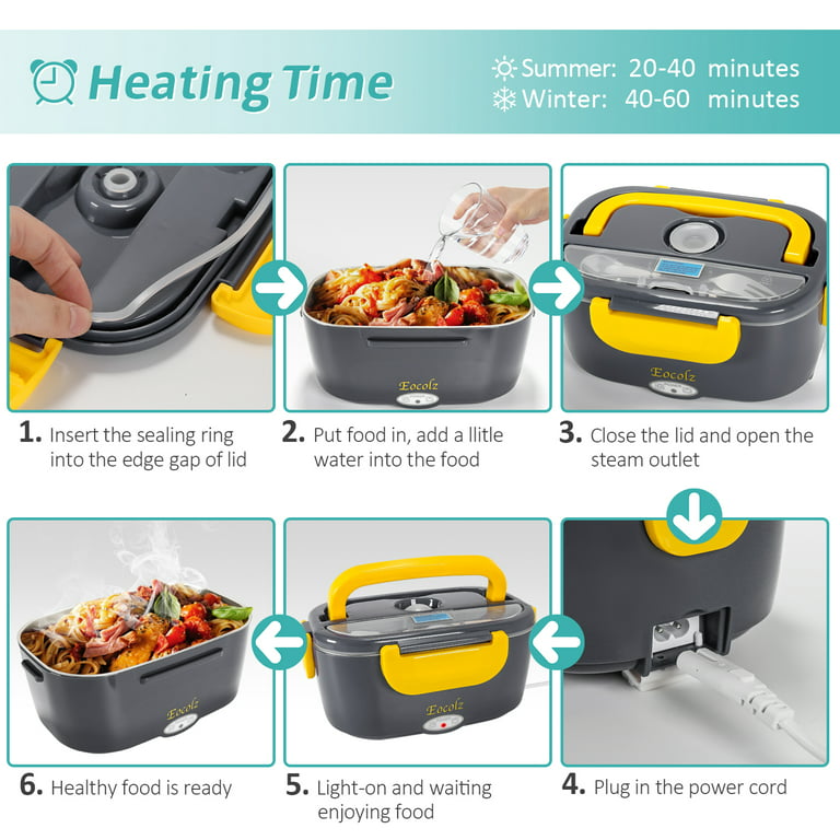 Portable Food Warmer Home Work Heating Electric Lunch Box Container Leak  Proof