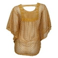 thumbnail image 2 of eVogues Plus Size Sheer Crochet Poncho Top Mustard, 2 of 3