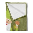 thumbnail image 2 of Gnome Soft Flannel Fleece Throw Blanket, Smiling Old Dwarf Holding Mushrooms and Smiling Joyful Kids Cartoon, Cozy Plush for Indoor and Outdoor Use, 50" x 70", Multicolor, by Ambesonne, 2 of 5