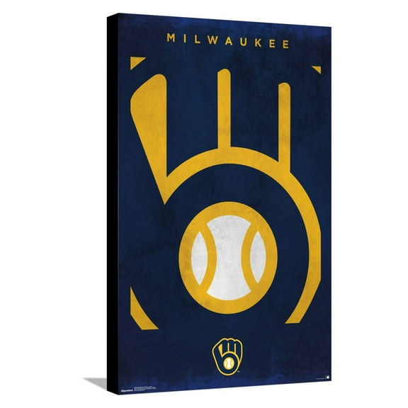 MLB Milwaukee Brewers - Logo 25 Canvas Wall Poster, 14.725" x 22.375"