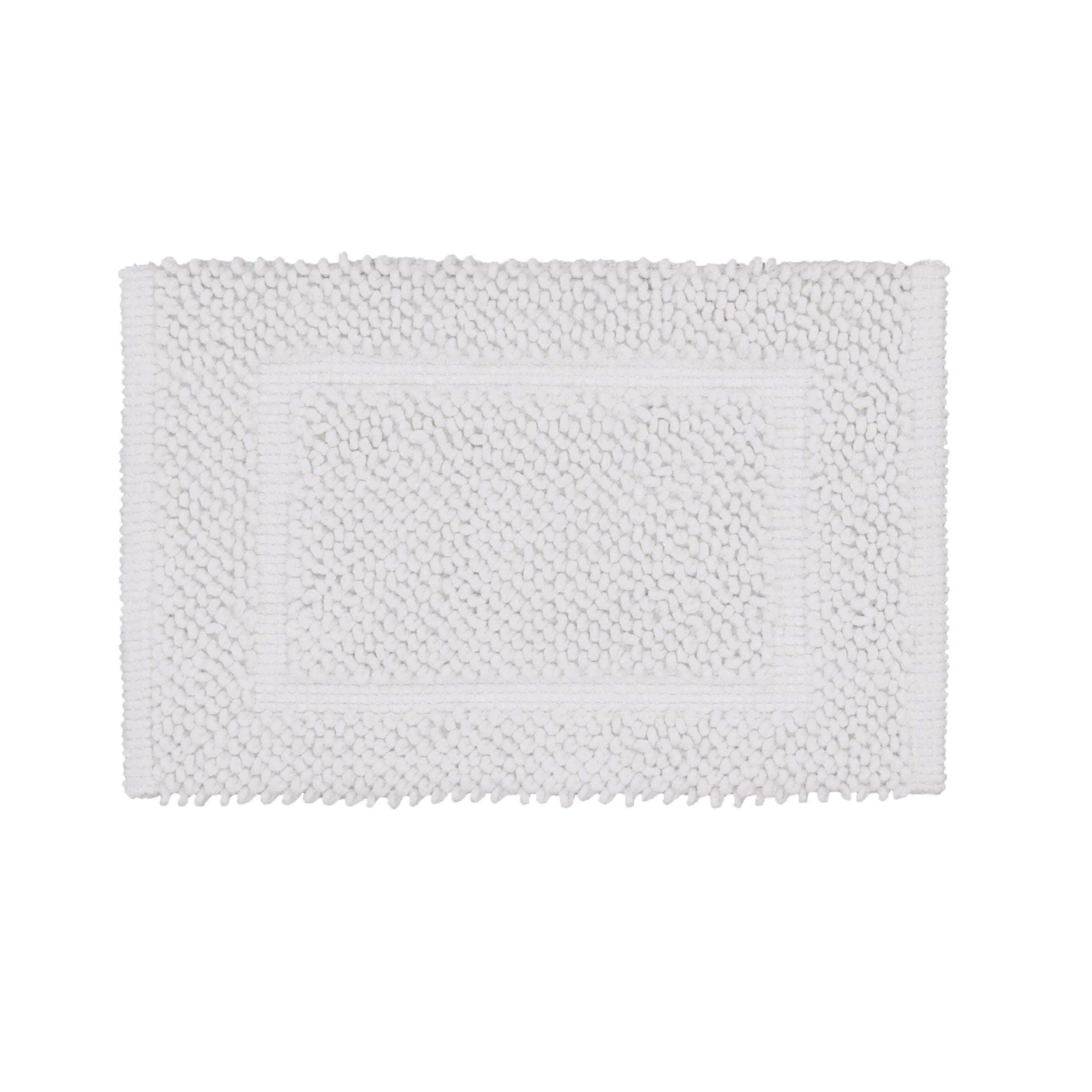 Jean Pierre New York Sophie Border 100% Cotton Bath Mat - Non-Slip Bath Rug - White - 17" x 24"