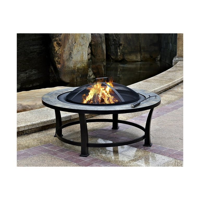 Hiland Square Slate Top Wood Burning Fire Pit Hiland Square Slate Top Wood Burning Fire Pit