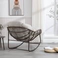 thumbnail image 6 of Outdoor Rattan Rocking Chair, Padded Cushion Rocker Recliner Chair Outdoor for Front Porch, Living Room, Patio, Garden (Beige), 6 of 11