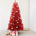 thumbnail image 3 of Makeatree 6ft Artificial Red Christmas Tree Full Real Halloween Xmas Tree with 804 Branch Tips Easy to Assemble, Decoration for Indoor and Outdoor, 3 of 7
