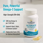 Nordic Naturals Ultimate Omega Softgels, Lemon, 1280 mg, Fish Oil, 90 Ct