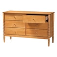 thumbnail image 6 of Baxton Studio Lucera Mid-Century Oak Brown Bobbin Wood 6-Drawer Dresser, 6 of 6