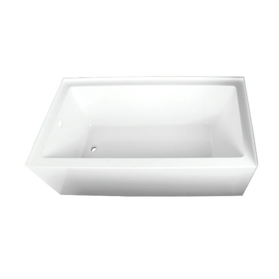Aqua Eden VTAP663222L 66-Inch Acrylic Rectangular 3-Wall Alcove Tub, Left Hand Drain in Glossy White