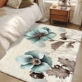 thumbnail image 5 of Blue Green Floral Large Area Rugs for Bedroom Living Room, Soft Non Slip Carpet Bedside Rug, Spring Summer Mallow Flowers Retro Rectangular Floor Cover Kitchen Accent Rug 3'x5' for Dining Room/Office, 5 of 9