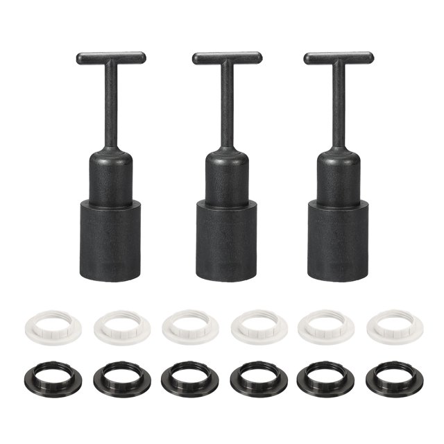 E14 Zócalo Anillo Extracción Herramienta T Tipo con Lámpara Pantalla Zócalo Anillos para Mediana Base, Ligero Reemplazo Accesorios, Negro 3 Juego