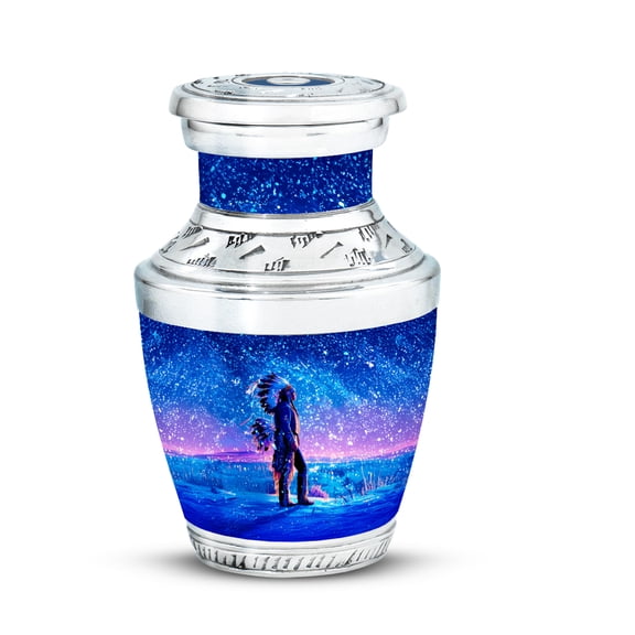 MUKTIVE Brave American Burial Urns for Human Ashes Adult Man, Blue Keepsake Urn for Ashes for Women, Mini Cremation Urn, Memorial Urns for Adult Female, 3 Inch