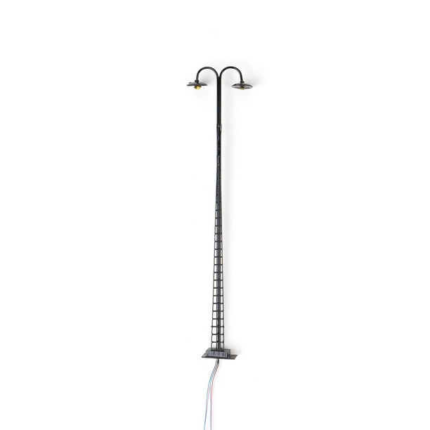 Bearachild Mini modelo de poste de luz, decoraciones para el hogar, luz LED de vía férrea, lámpara para escaleras, patios, accesorios de diseño, Artesanía Negro (luz blanca) Bearachild HA064663-02