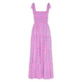 thumbnail image 5 of Fnooota Womens Maxi Dresses, Suspenders Print Square Neck Sleeveless Summer Dress Pink Size S, 5 of 6