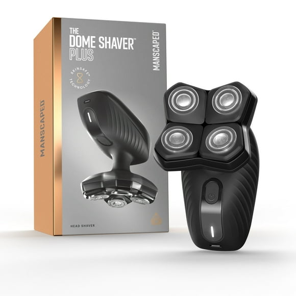 MANSCAPED® The Dome Shaver™ PLUS Men’s Head Shaver – Four Double-Track Rotary Blades with SkinSafe® & FlexAdjust Technology, Travel Lock - Black