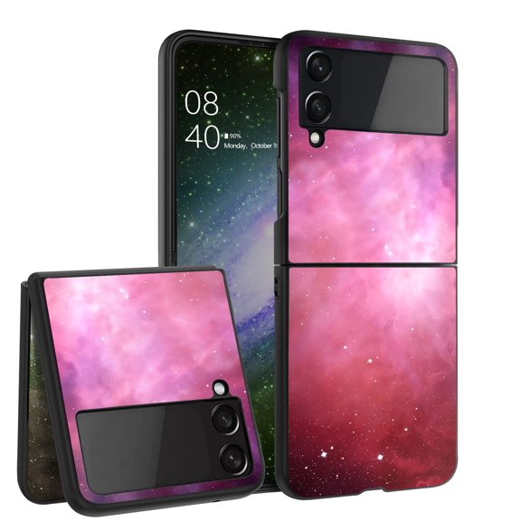 ANJ  Hard Protective Printed Case Cover Compatible with Samsung Galaxy Z Flip 4 - Pink Stary Sky