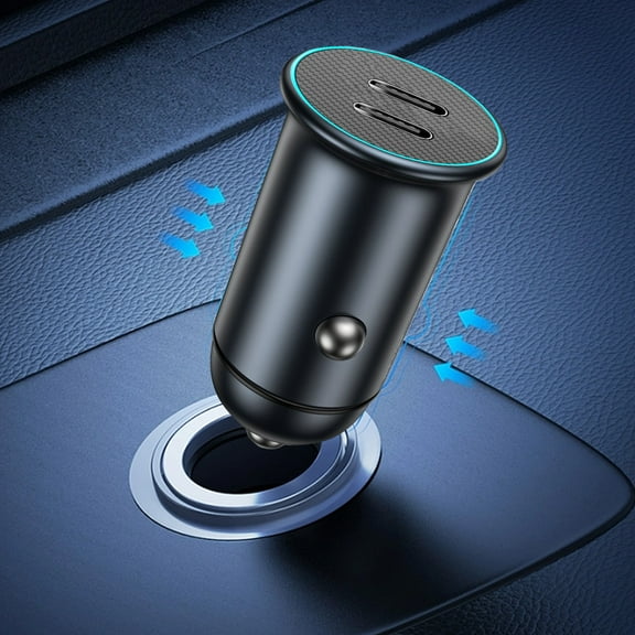 USB C Car Charger Fast Charging,Car Charger Adapter, Dual Ports Fast Charging PD 60W QC3.0 30W Mini All-Metal Cigarette Lighter USB Charger Universal for All Kinds Of Car Accessories