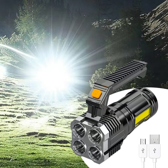 Dvkptbk Flashlight Led Flashlight USB Rechargeable with Sidelight 4X LED Zoomable Handheld Super Brightest Flashlights Portable Torch for Outdoor Camping Emergency Lantern Camping Essentials