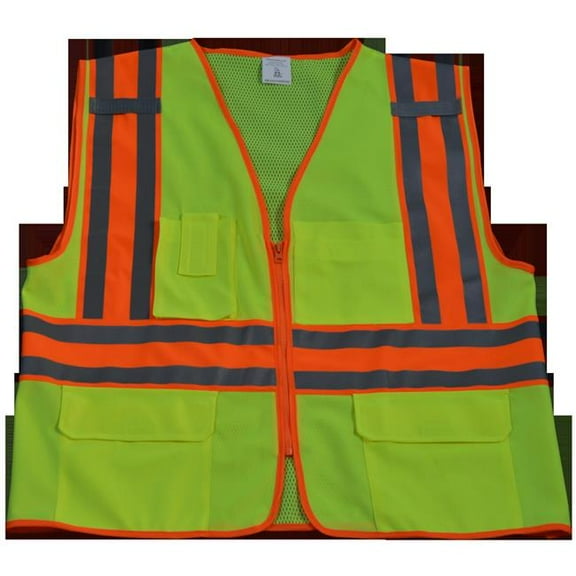 Petra Roc LV2-FSMBCB2-S-M Safety Vest Ansi Class Ii Lime Solid Front Mesh Back Contrast Binding 2, Small & Medium