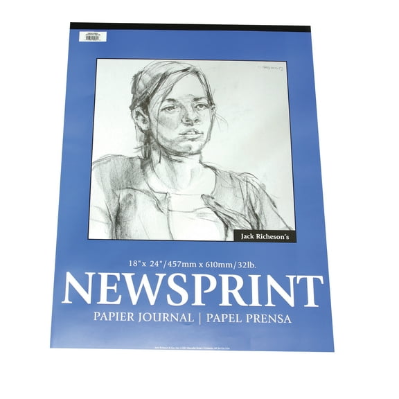 Jack Richeson Rough Newsprint Pad, 32 lb, 18 x 24 in, 50 Sheets