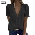 thumbnail image 1 of Camiseta de mujer Encaje Cuello en V Camisa de manga corta Blusa Top casual, Negro, XXL sidaley  AP001454-05, 1 of 6