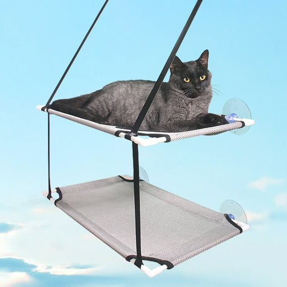 SPRING PARK 20kg Two Layers Pet Cats Basking Window Mounted Suction Cup Hanging Hammock Bed