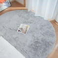 thumbnail image 2 of ORINOVA Washable Furry 5ft Round Area Rugs For Living Room Bedroom Light Grey Circle Faux Rabbit Shaggy Fur Rug Teen Room D?cor, 2 of 9