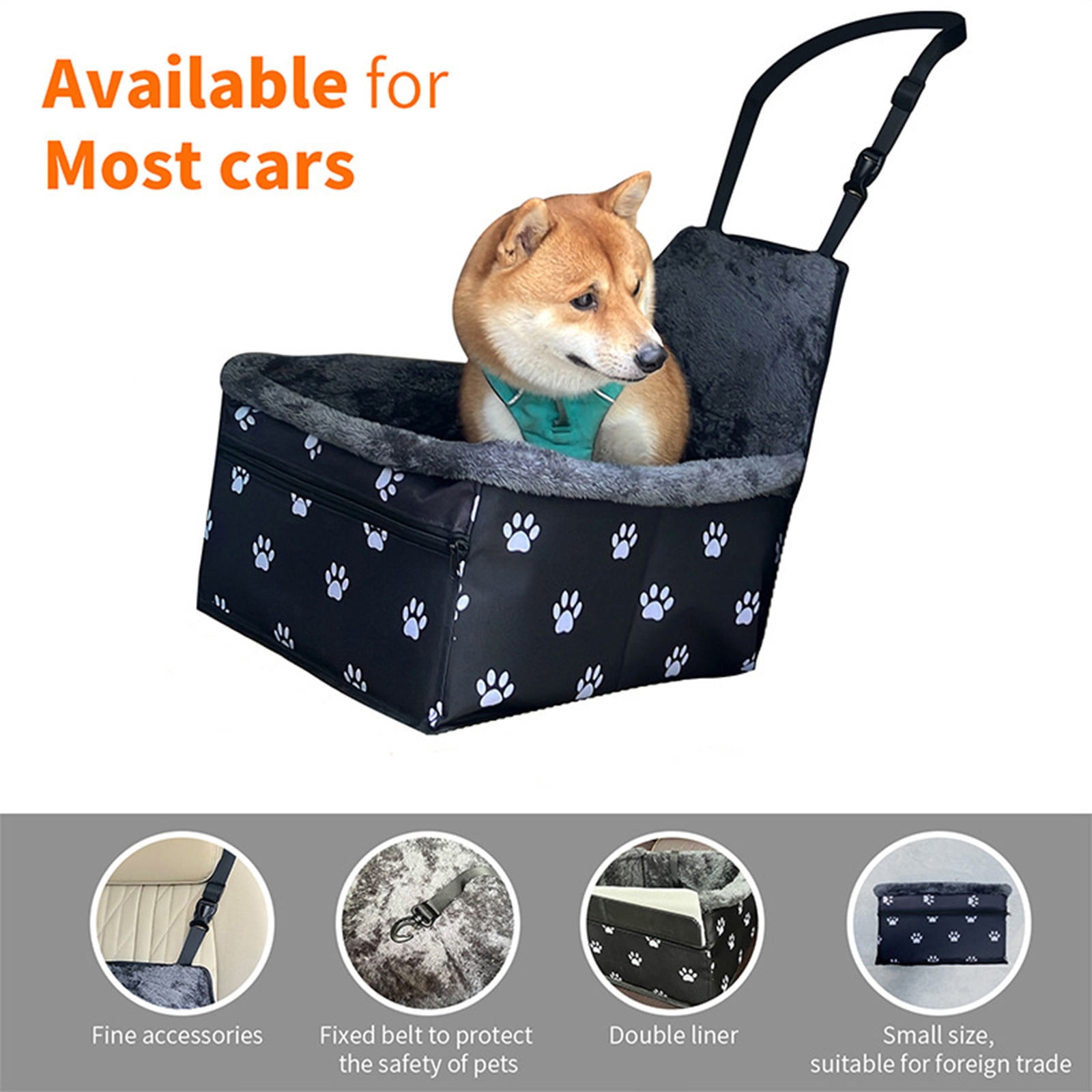 Yhmxh Pet Car Seat for Pet, Portable & Waterproof Oxford Dog Car Booster Seats, Comfort Cushion & Storage Pockets with Adjustable Straps, Foldable Travel Look Out Bag for Small Medium Dogs & Cats