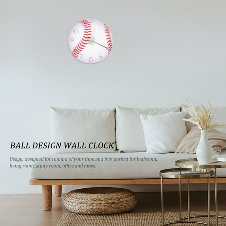 WHAMVOX Baseball Design Wall Clock with Mute Core and Big Numerals for Home Decor Multi Color 12 inch