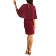 thumbnail image 3 of INSPIRE CHIC Women's Wedding Guest Dress Beaded Crewneck Cocktail Chiffon Cape Dress XL Burgundy, 3 of 6