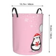 thumbnail image 4 of DouZhe Waterproof Collapsible Large Laundry Baskets, Cartoon New Year Bird Pink Penguin Prints Circular Hamper with Handles, 4 of 7