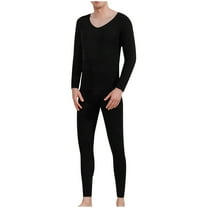 Summer Savings Clearance 2025! Bovxnpu Men's Thermal Long Underwear Set,Men's Thermal Underwear Set Fleece Lined Long Johns Thermal Underwear Base Layer Set Black XXL