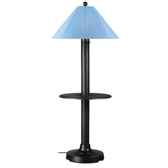 Patio Living Concepts Catalina Outdoor Table/Floor Lamp with Black Body & Sky Blue Sunbrella Shade