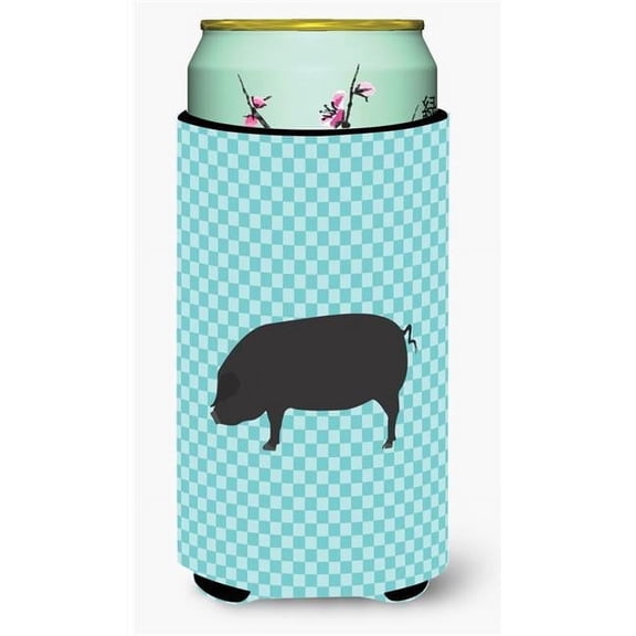Carolines Treasures BB8105TBC Devon Large Black Pig Blue Check Tall Boy Beverage Insulator Hugger
