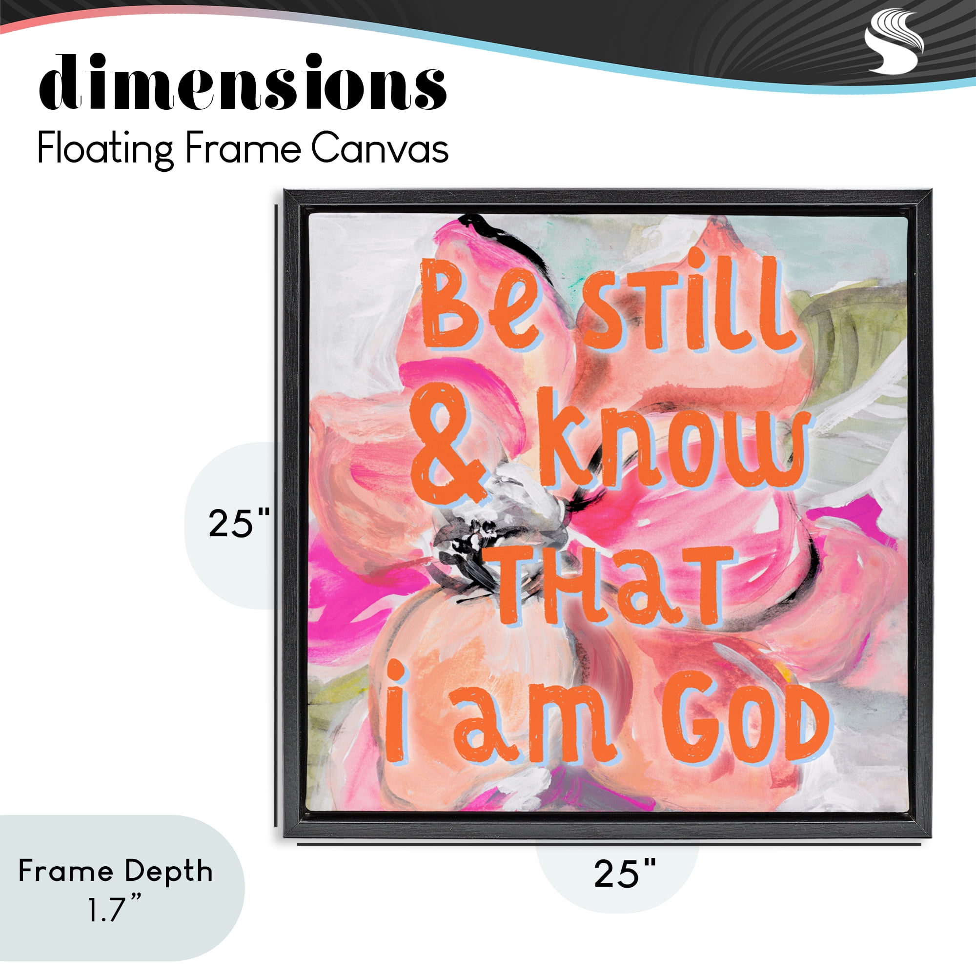 Stupell Industries Bright Be Still Scripture Black Framed Floater Canvas Wall Art, design by Lanie Loreth
