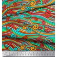 thumbnail image 3 of Soimoi Green Cotton Duck Fabric Artistic Waves Abstract Print Fabric by Yard 42 Inch Wide, 3 of 3