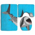 thumbnail image 1 of ABPHQTO Tiburones empalmados lindos Juego de alfombras de baño de 3 piezas Alfombra de baño Alfombra de contorno y tapa de inodoro, 1 of 2