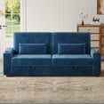 thumbnail image 6 of 87”Large Loveseat Sofa, 3 Seater Couch with Storage, Velvet Fabric Deep Seat Sofa with Pillow& Cup Holders, Modern Comfy Sofa with USB& Type-C Ports, Home Sofa Couch for Living Room Bedroom, 6 of 9