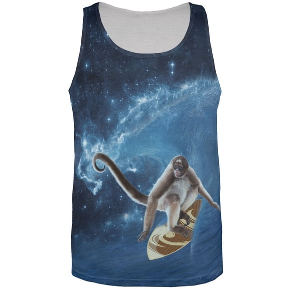 Surfing Spider Monkey IN SPACE All Over Adult Tank Top - X-LG