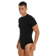 thumbnail image 2 of inhzoy Men's Short Sleeve Undershirt One Piece Leotard Top Press Button Crotch Shirt Bodysuit Slim Fit Romper Black XL, 2 of 9