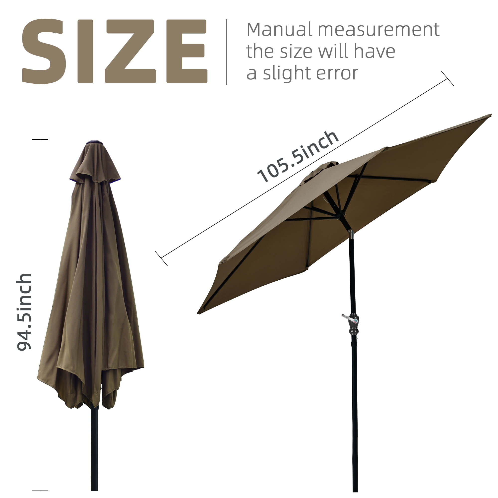 FlexWave 9-Foot Outdoor Patio Umbrella with Crank Lift & Tilt — UV